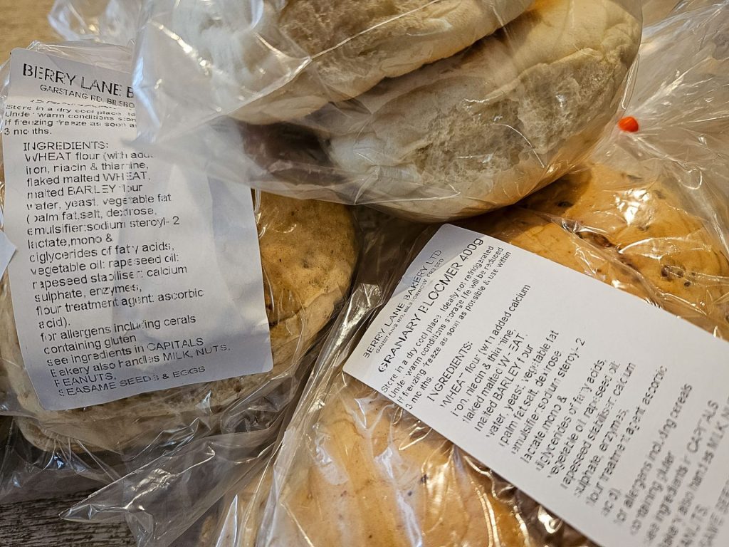 bread and packets of buns